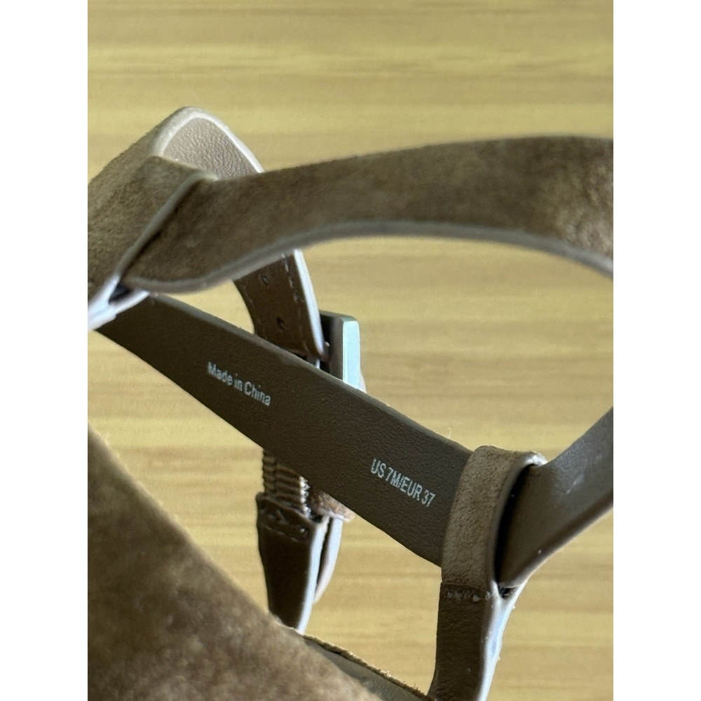 Vince Franca Strappy Sandals Womens 7 Brown Leather Suede Buckle Unworn - Picture 8 of 9